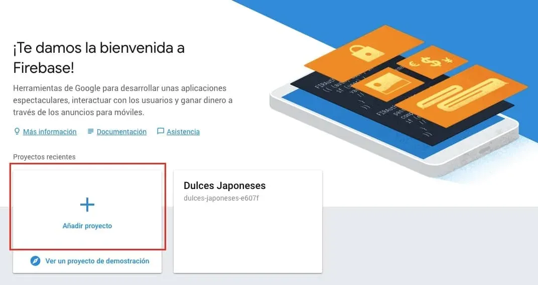 nuevo proyecto en firebase