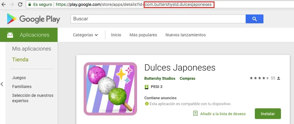 nombre paquete aplicacion android