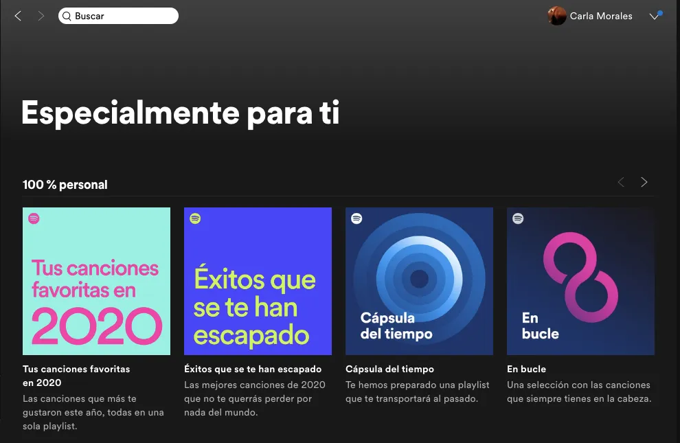 Descubrimiento semanal en Spotify generado por el algoritmo de la plataforma