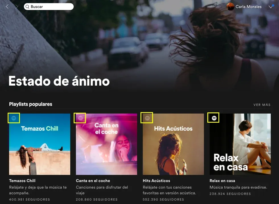 Playlist oficial de Spotify identificada por el logo en la portada arriba a la izquierda