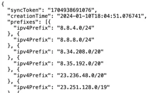 Listado de las primeras seis IPs usadas por los bots de búsqueda de Google
