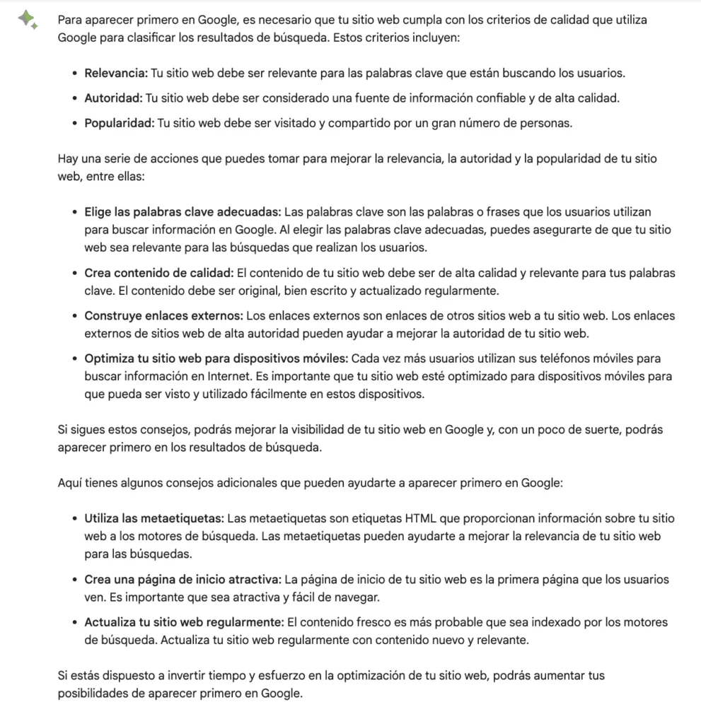 respuesta de google bard