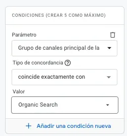 filtrar para ver el tráfico orgánico