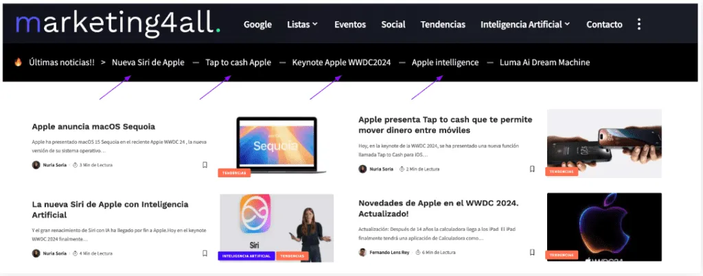 Enlazado interno para contenidos de actualidad