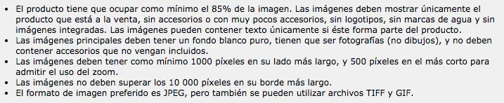 Requisitos imágenes Amazon