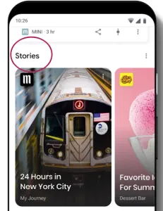 Google Web Stories en el carrusel de Google Discover