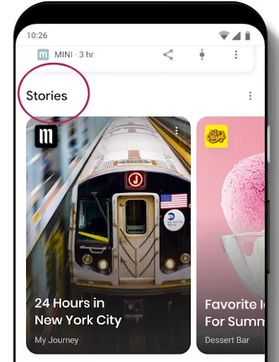 Google Web Stories en el carrusel de Google Discover