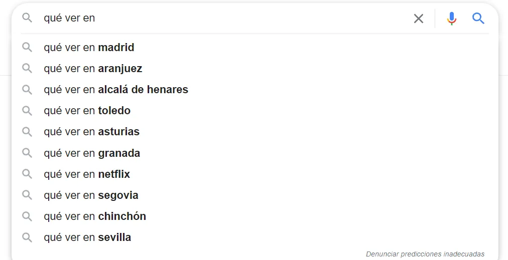 Posicionamiento SEO, Patrón qué ver