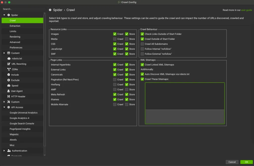 SF use the sitemap URL 1