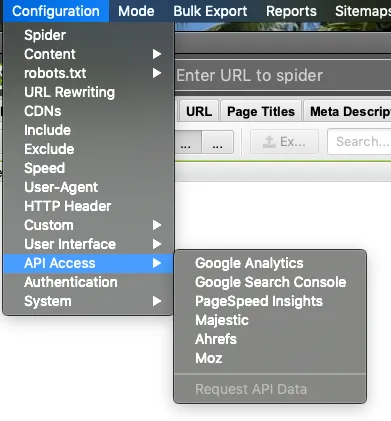 Screaming Frog APis