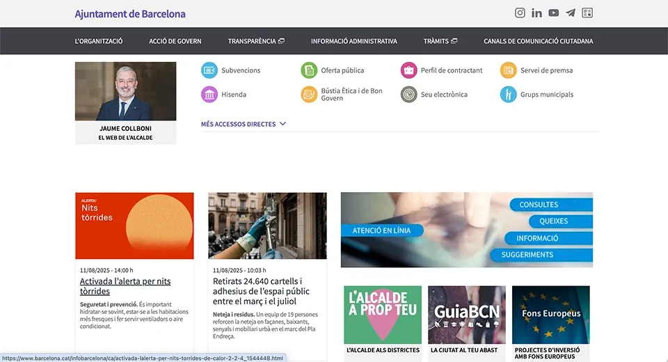 Home web Ajuntament de Barcelona