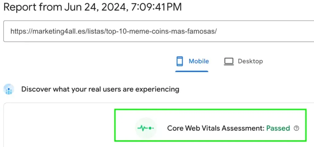 Aprobado core web vitals 3