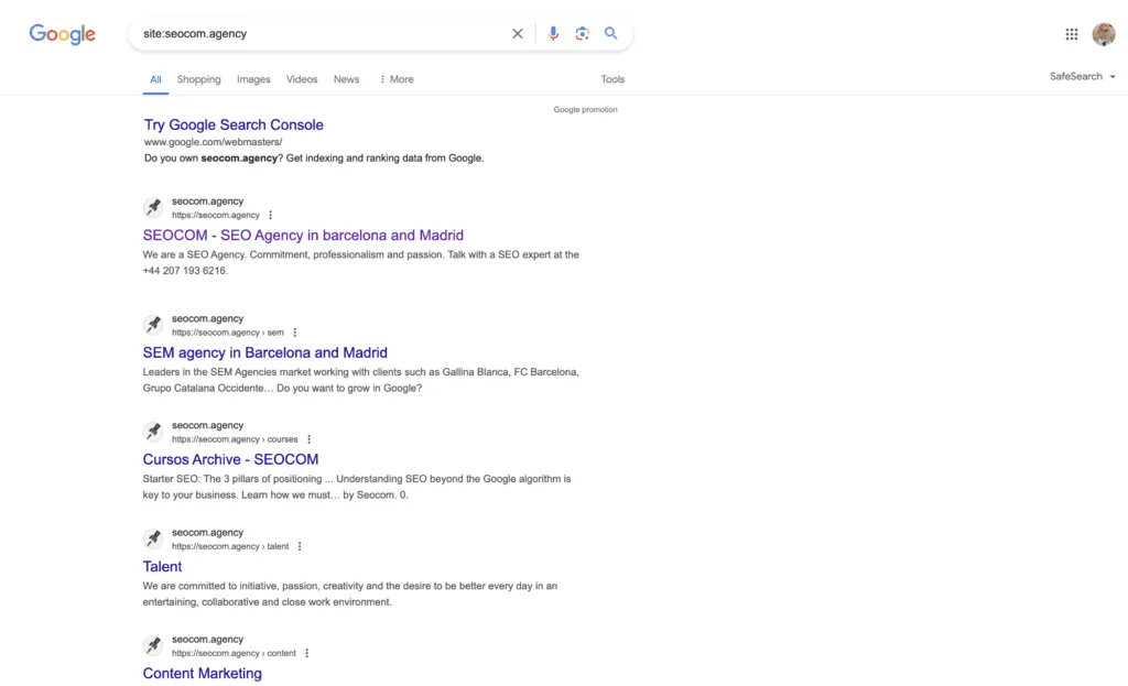 Comando site google