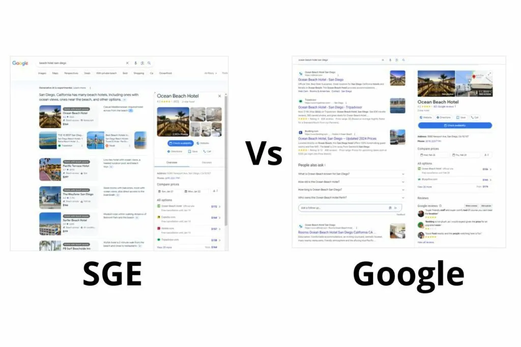 Comparacion SGE vs Google