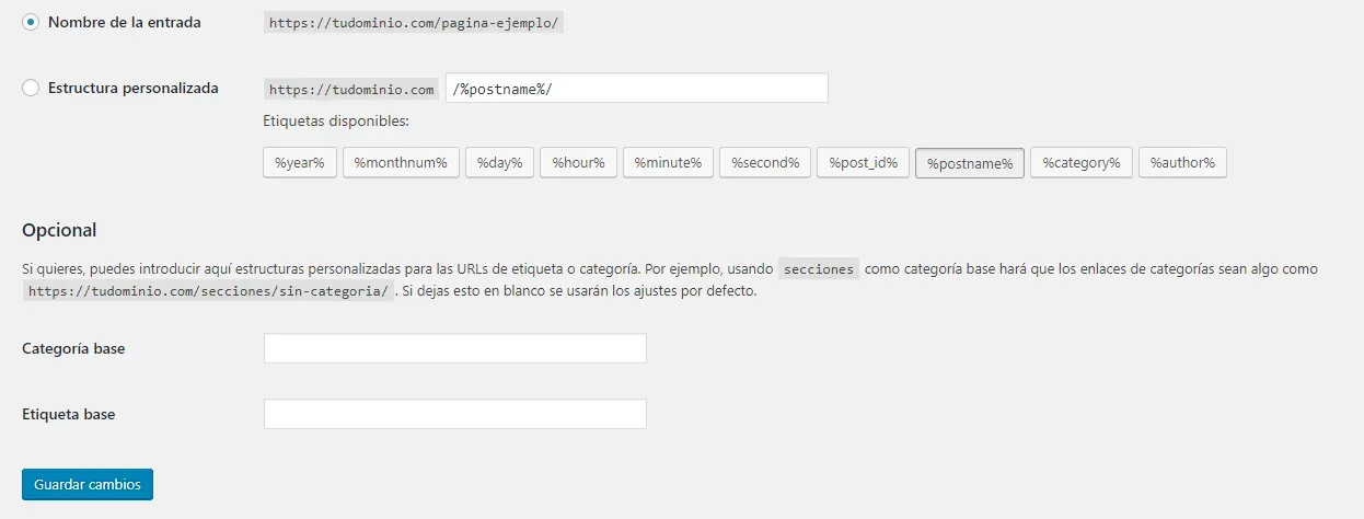 Enlaces Permanentes Wordpress