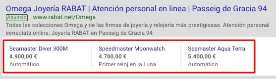 Ejemplo extensión de precio