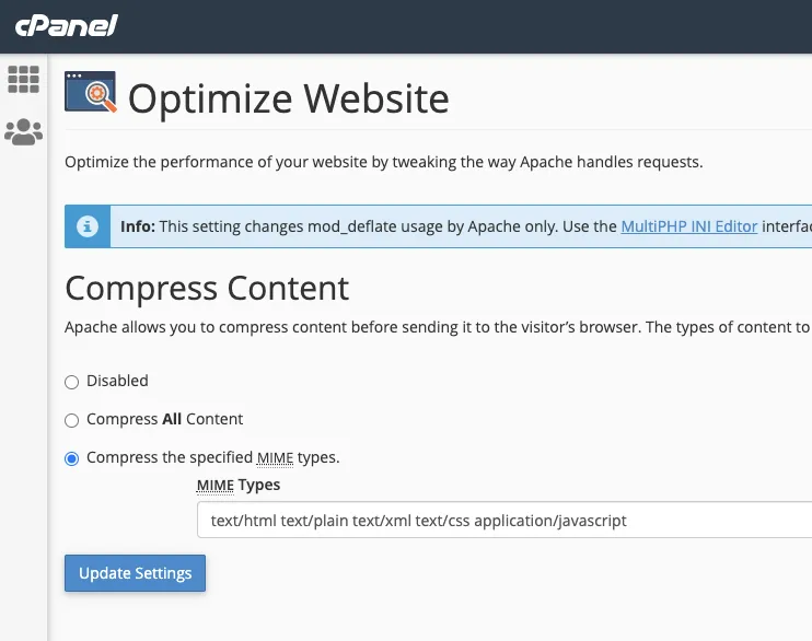 Activar compresión en cPanel