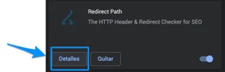 Botón Detalle de una extensión en la página de gestión de Chrome