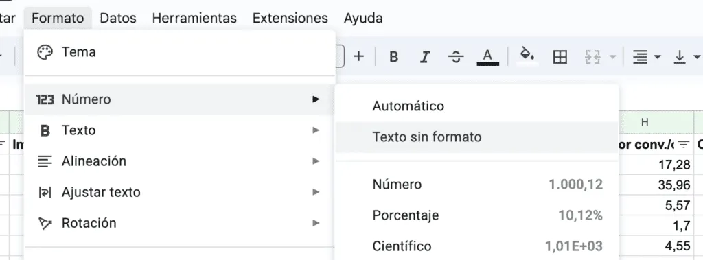 Problema de formato fecha en Google Sheets generando números extraños en la columna posición