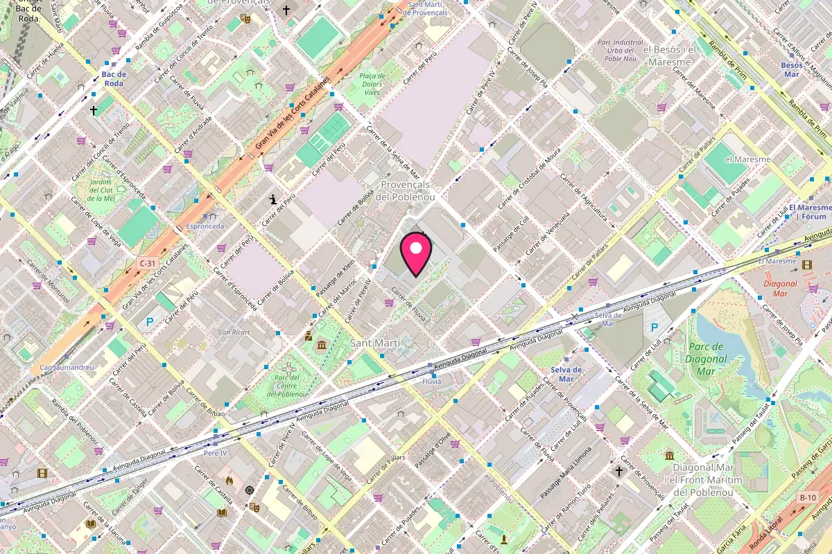 Mapa de la oficina de SEOCOM Barcelona en Distrito 22@, Poblenou