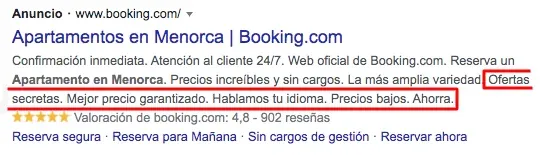 Ejemplo extensión de texto destacado